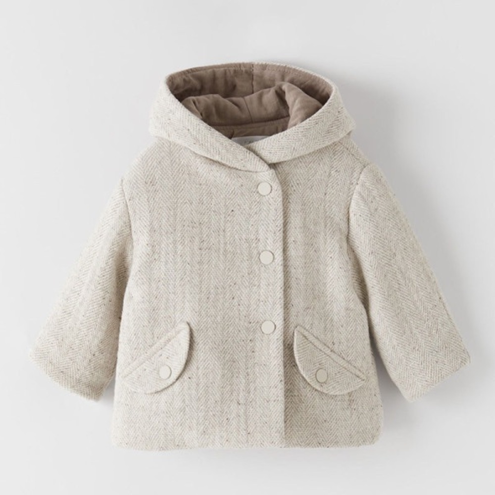 Zara Unisex Kids Coat/Jacket (Cream, 4-5)